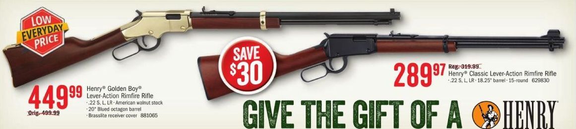 Cabela S Black Friday Henry Golden Boy Lever Action Rimfire Rifle For 449 99