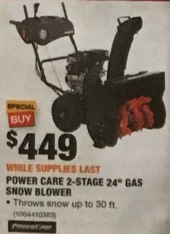 Home Depot Black Friday Power Care 2 Stage 24 Gas Snow Blower