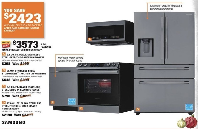 Home Depot Black Friday Samsung 2 1 Cu Ft Black Stainless Steel Over The Range Microwave Me21m706bag For 398 00