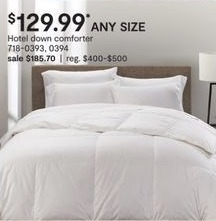 Jcpenney Black Friday Hotel Down Comforter Any Size For 129 99