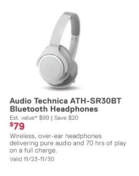 Dell Home Office Black Friday Audio Technica Ath Sr30bt Bluetooth Headphones For 79 00