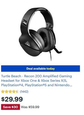 Best Buy Black Friday Turtle Beach Recon 200 Amplified Gaming Headset For Xbox One Xbox Series X S Ps4 Ps5 And Nintendo Switch For 29 99