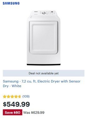 Best Buy Black Friday Samsung 7 2 Cu Ft Electric Dryer W Sensor Dry Dve45t3200w For 549 99