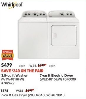 Lowe S Black Friday Whirlpool 3 5 Cu Ft Washer Wtw4816fw For 479 00