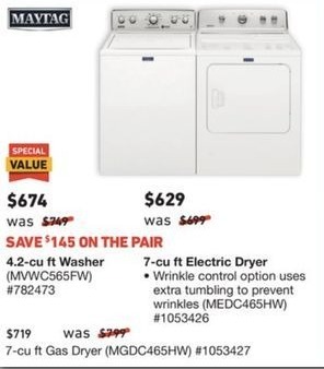 Lowe S Black Friday Maytag 7 Cu Ft Electric Dryer Medc465hw For 629 00