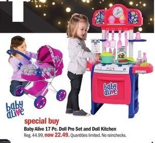 Meijer Black Friday Baby Alive 17 Piece Doll Pro Set And Doll Kitchen For 22 49