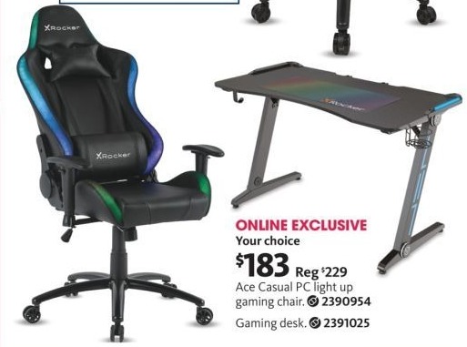 Aafes Black Friday Ace Casual Pc Light Gaming Chair Or Gaming Desk For 183 00