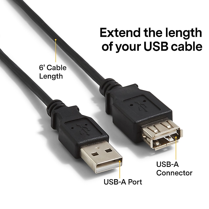 Staples - NXT 6' USB-A to USB-A extension cord (free shipping) $2.99