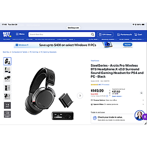 SteelSeries - Arctis Pro Wireless DTS Headphone:X v2.0 Surround Sound Gaming Headset for PS4 and PC - Black $149.99