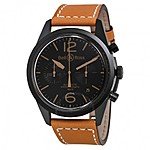 BELL &amp; ROSS Vintage Heritage Automatic Chronograph Black Dial Tan Leather Men's Watch - $2295 (50% off)
