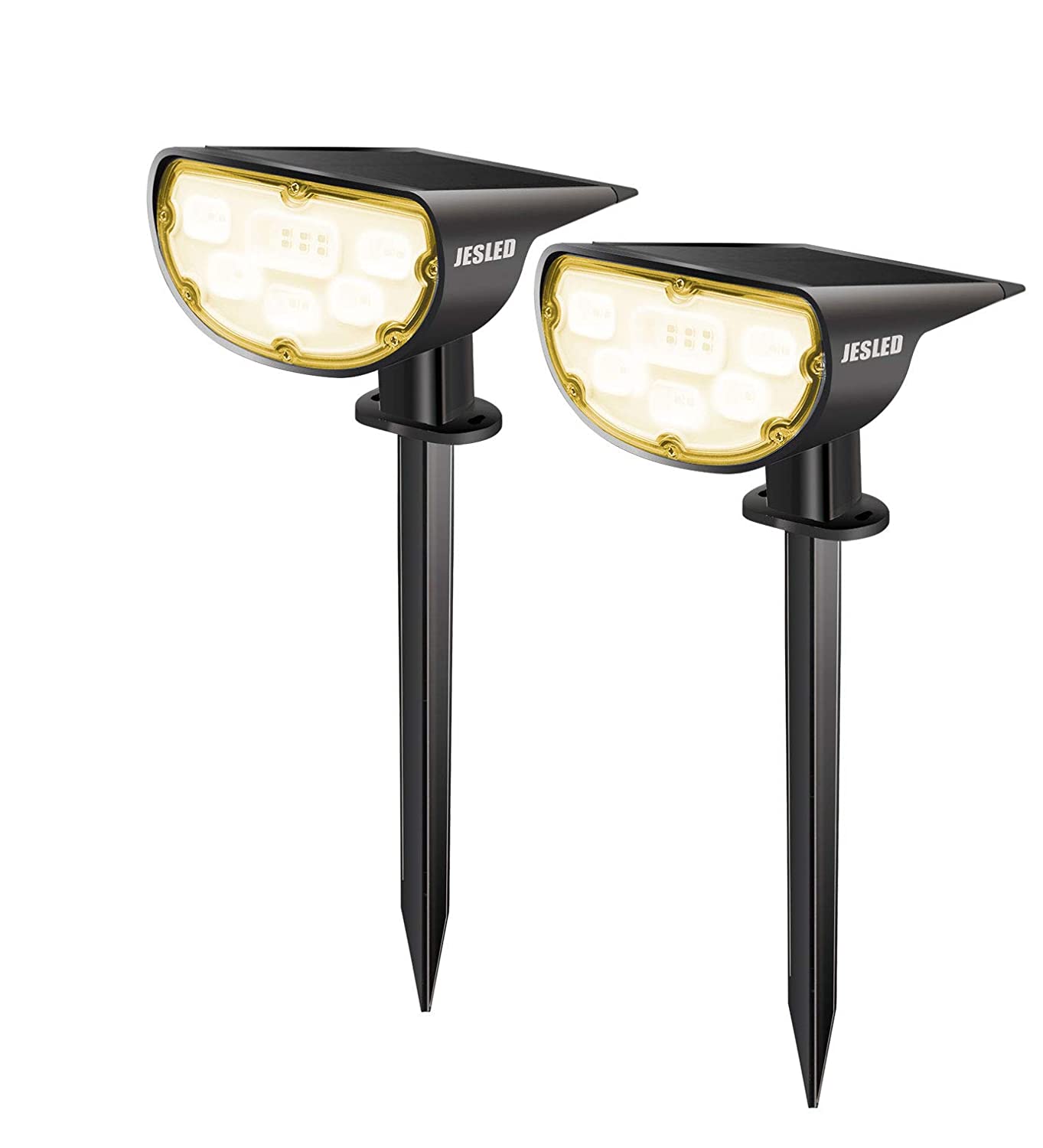 JESLED 2-Pack IP67 Waterproof Warm White Solar-powered Outdoor LED Spot Lights  for $15.99 AC @ Amazon