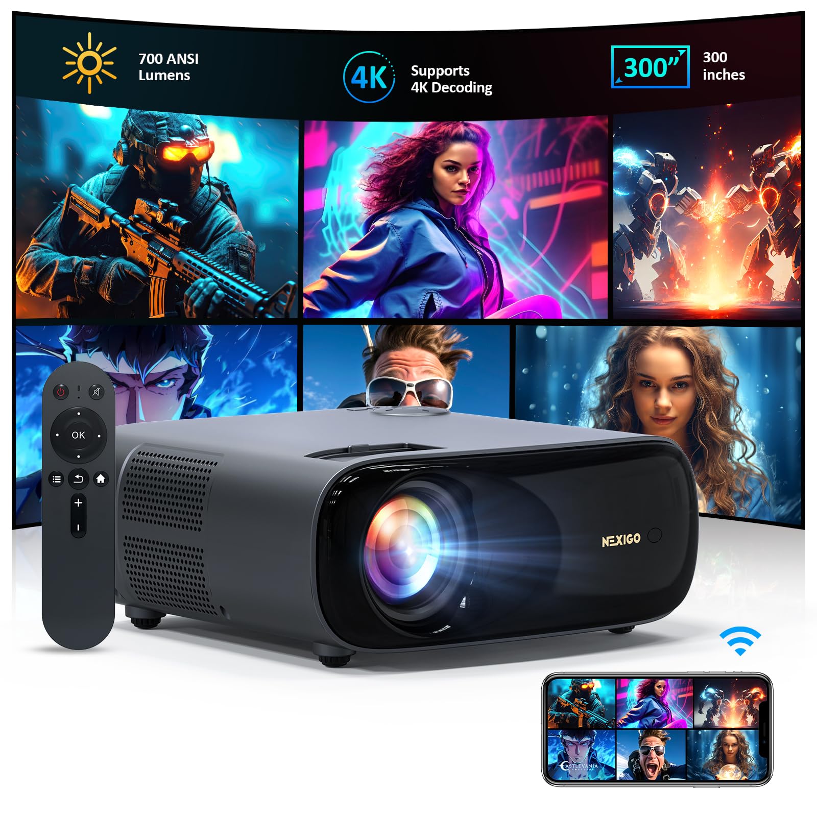 NexiGo PJ40 (Gen 3) Projector with WiFi and Bluetooth, D65 Calibrated, Native 1080P - $189.99 after coupon