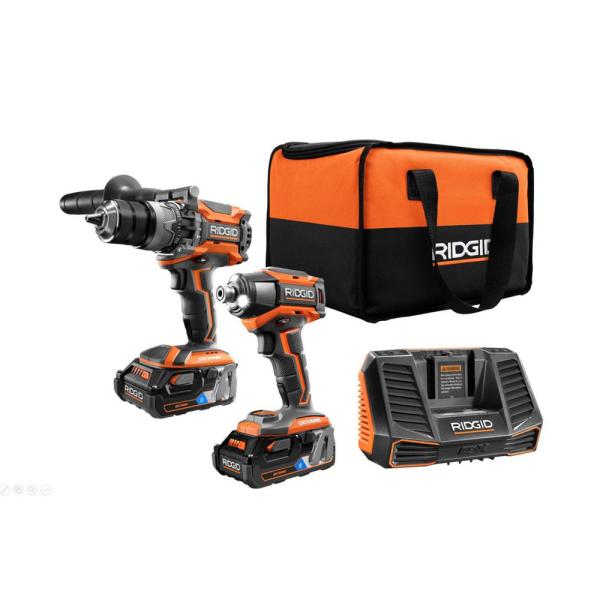 18-Volt OCTANE Lithium-Ion Cordless Brushless Combo Kit with Hammer Drill, Impact Driver, (2) 3.0 Ah Batteries, Charger $278.95