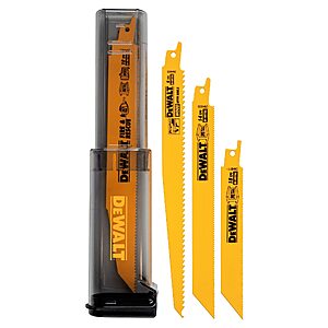 16-Pc DeWALT Multi-TPI Bi-Metal Reciprocating Saw Blades w/ Case $20 