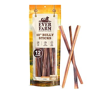 EVER FARM Bully Sticks (12", 12 Pack) – $20.89 w/ S&S $20.87