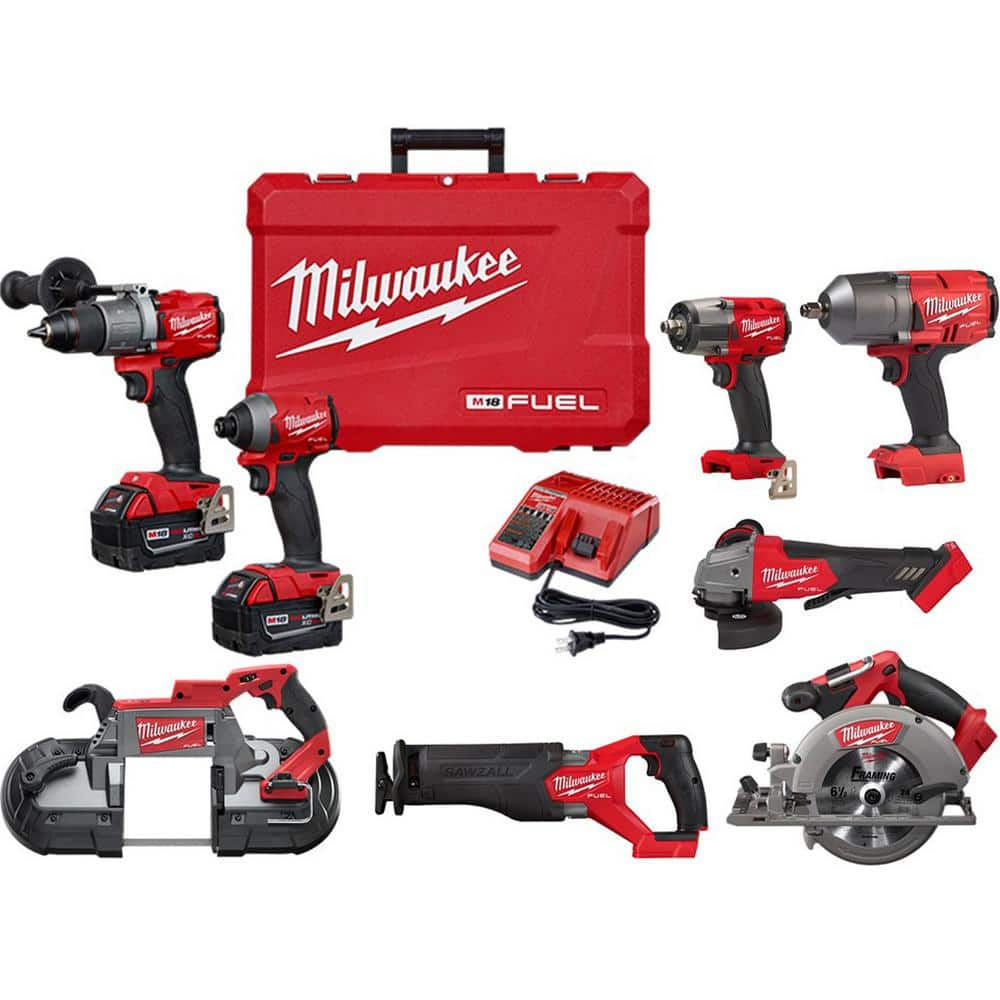Milwaukee M18 FUEL 18V Lithium-Ion Brushless Cordless Combo Kit (6-Tool) W/1/2 in. High Torque Impact Wrench & Band Saw 2997-22-2821-20-2880-20-2962-20-2730-HTB $1149