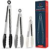 3-Piece Culinary Couture Kitchen Tongs w/ Silicone Tips (7&amp;quot;, 9&amp;quot;, 12&amp;quot;, Black/Gray/White) $5.99 + Free Shipping w/ Prime or on $35+