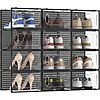 Prime: 12-Pack Large Modular Clear Plastic Stackable Shoe Storage Organizer (Black) $19.99 + Free Shipping