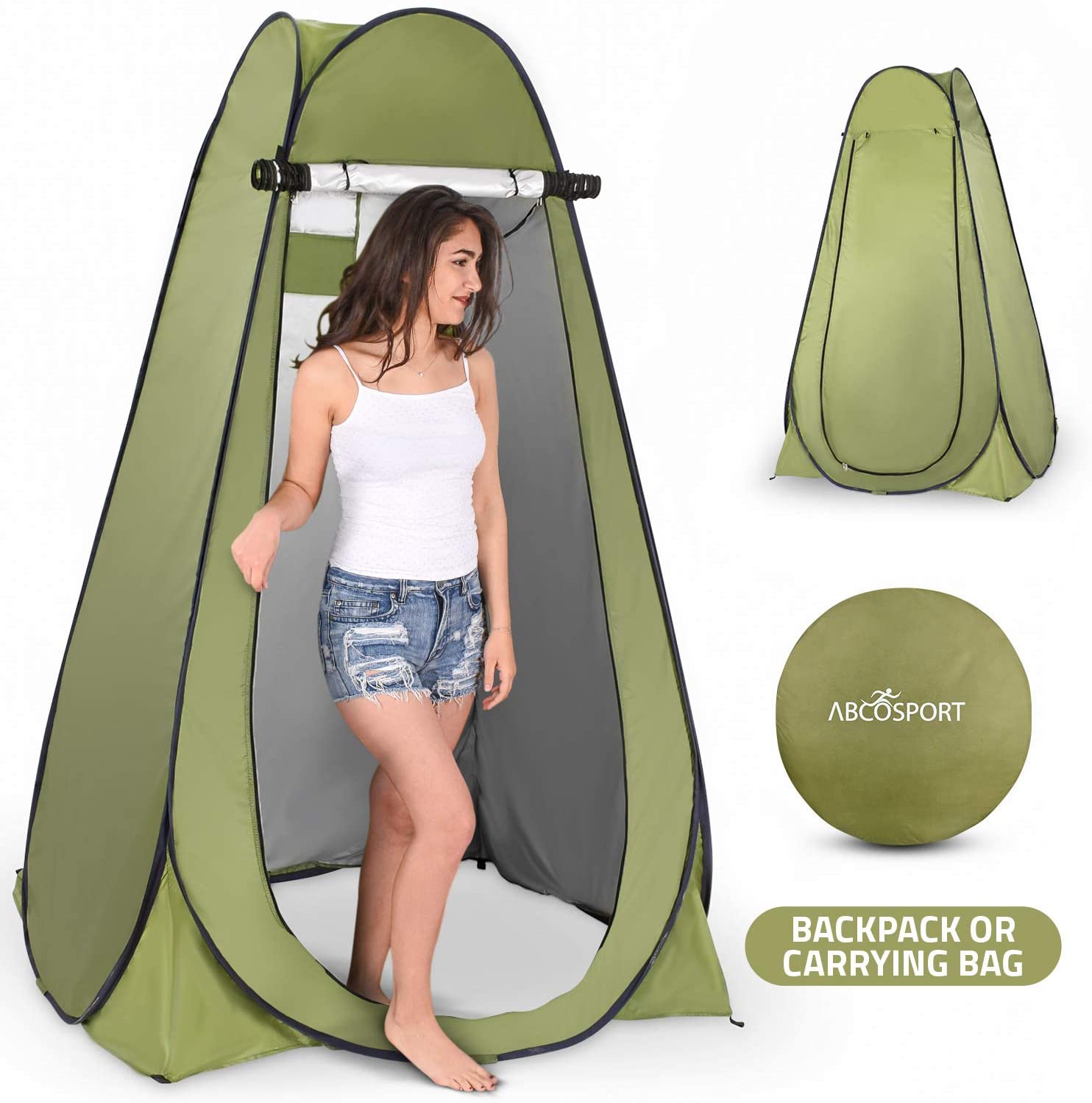 Abco Tech: 6.3' Instant Pop-Up Privacy Tent  $23,  37.4" x 88.6" 1-2 Person Pop-Up Tent (Sky Blue) for $30 + 2.5% SD Cashback + Free Shipping w/ Prime