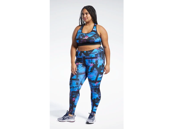 Reebok Women's WOR Melange Meet You There Allover Print Tights (Humble Blue, Black) $20 (Or Less w/ App) + 2.5% SD Cashback + Free Shipping w/ Prime