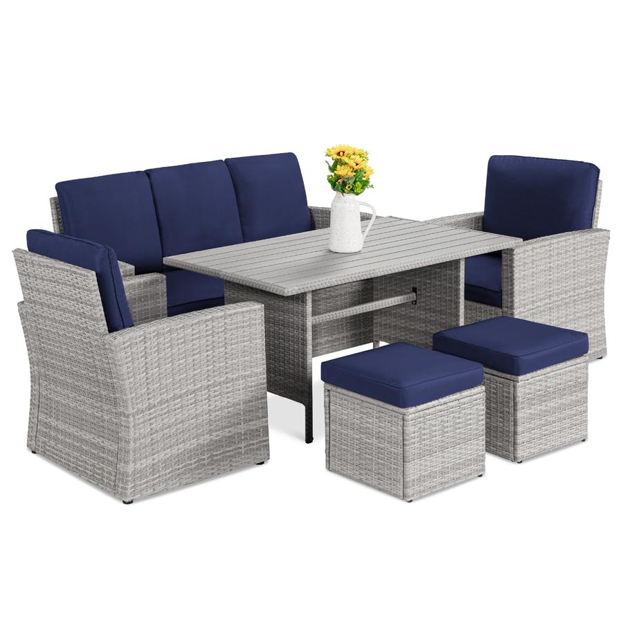 6-Piece Conversation Wicker Dining Table Outdoor Patio Furniture Set (4 Color Choices) w/ Protective Cover $600 + 5% SD Cashback + Free Shipping