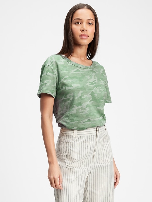 Gap Factory: Women's Easy Side Slit T-Shirt (Green Camo) $3.58, Men's Graphic T-Shirts $6.58, More + Free Shipping on $50+