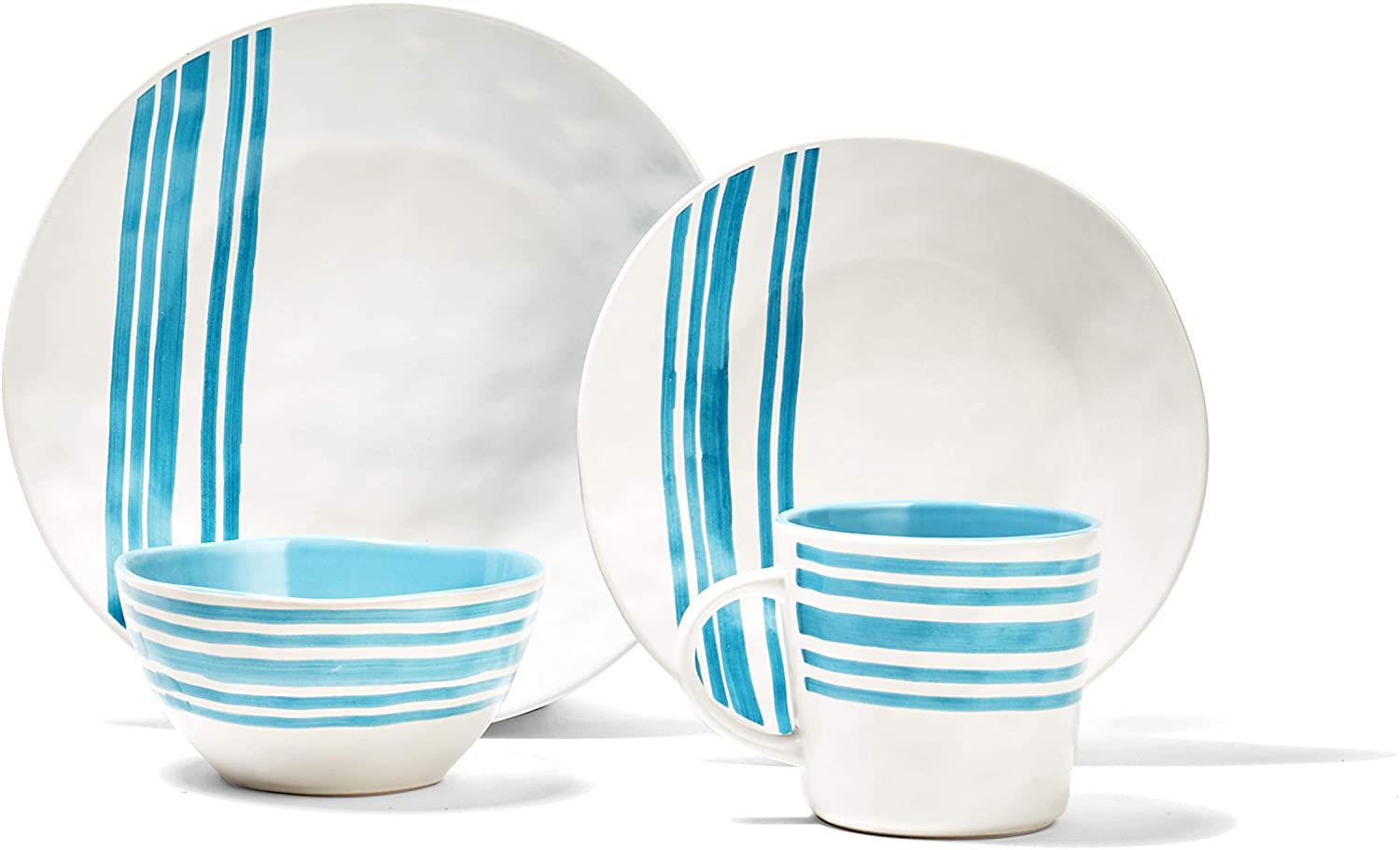 16-Piece American Atelier Stoneware Party Collection Bistro Dinnerware Set (Teal) $30 + Free Shipping w/ Prime