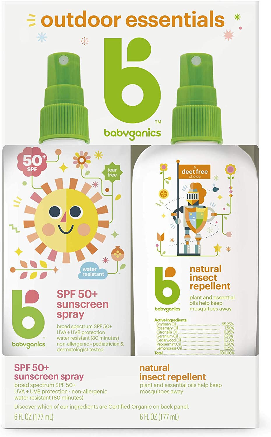 Babyganics SPF 50 Baby Sunscreen Spray and DEET Free Bug Repellent Set $10.44 w/ S&S + Free Shipping w/ Prime or on $25+