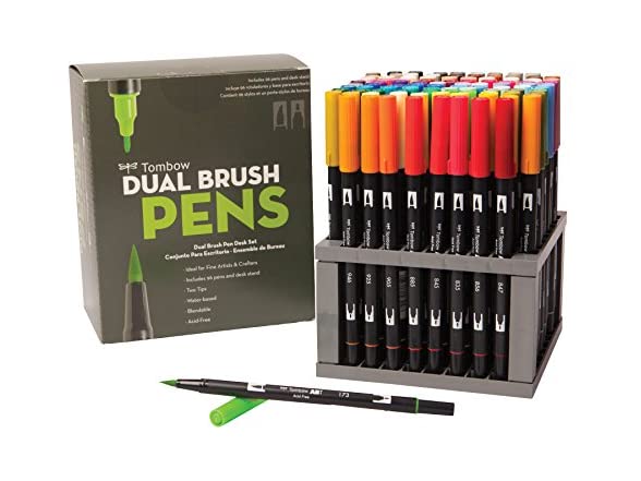 96-Color Tombow Dual Brush Pen Art Marker Set w/ Desk Stand $115 + Free Shipping w/ Prime