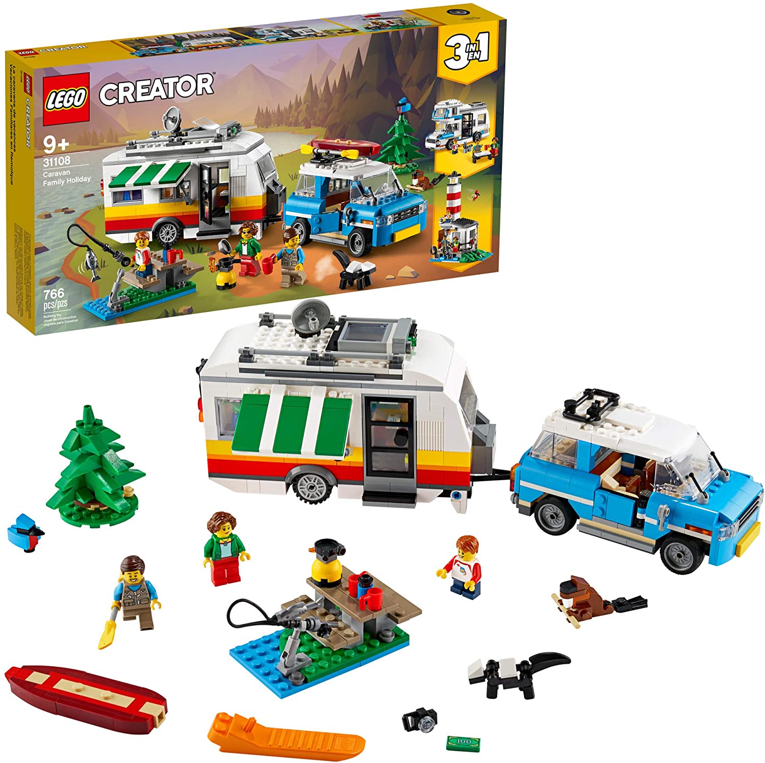 766-Piece LEGO Creator 3in1 Caravan Family Holiday Creative Building Toy Set (31108) $56