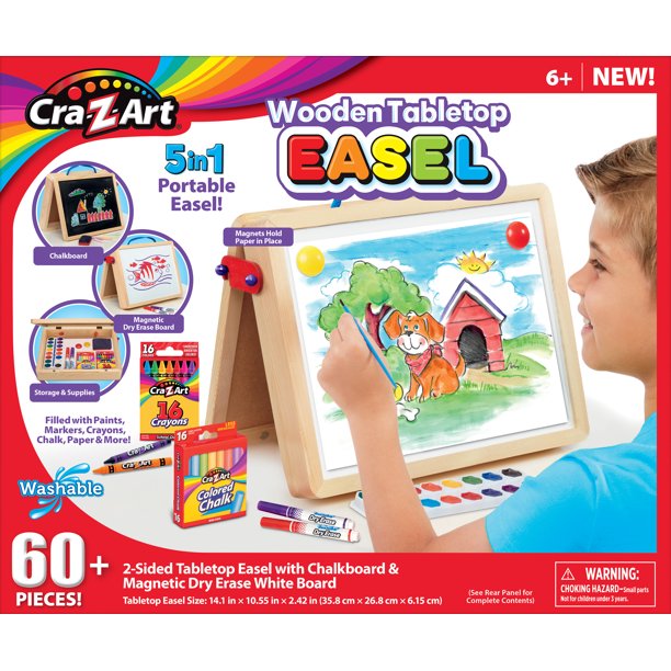Cra-Z-Art 5-in-1 Portable Wooden Tabletop Art Easel w/ Chalkboard and Dry Erase Board $15 + Free Shipping w/ Walmart+ or on $35+