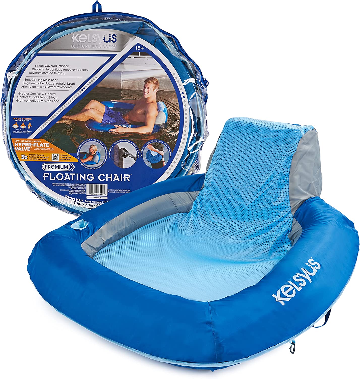 39" Kelsyus Premium Adult Fast Inflate Portable Recliner Floating Chair w/ Cup Holder $17.13 + Free Shipping w/ Prime or on $25+