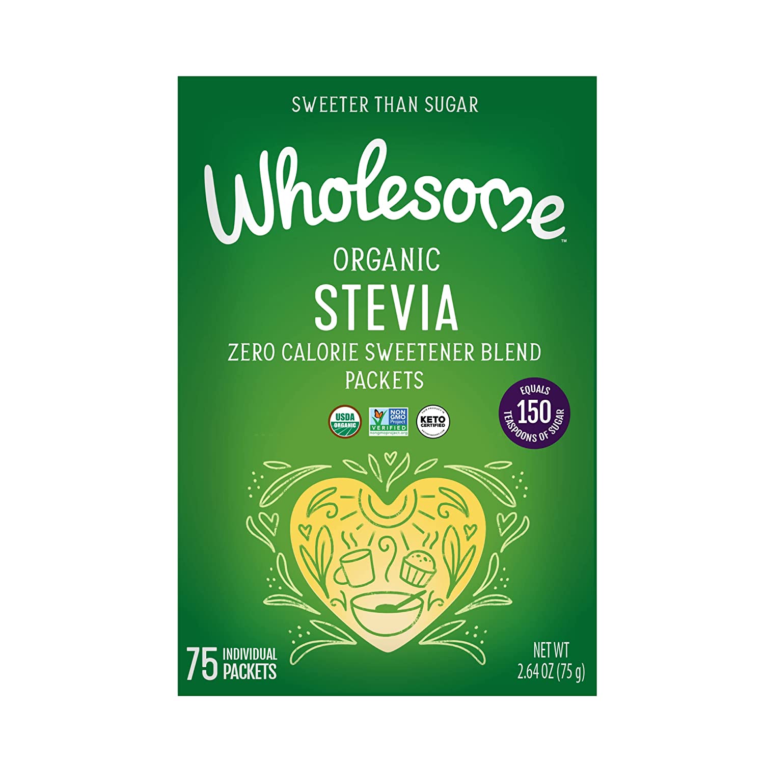 2.64-Oz (75 Individual Packets) Wholesome Organic Stevia Sweetener Blend $3.36 w/ S&S + Free Shipping w/ Prime or on $25+