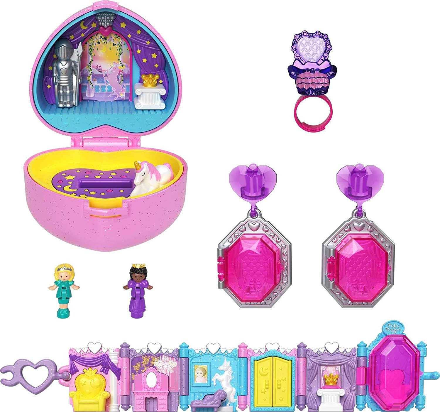 Polly Pocket Collector Compact w/ 2 Dolls and Keepsake Collection Royal Ball Jewelry Set (Unicorn Castle Theme) $10.76 + Free Shipping w/ Prime or on $25+