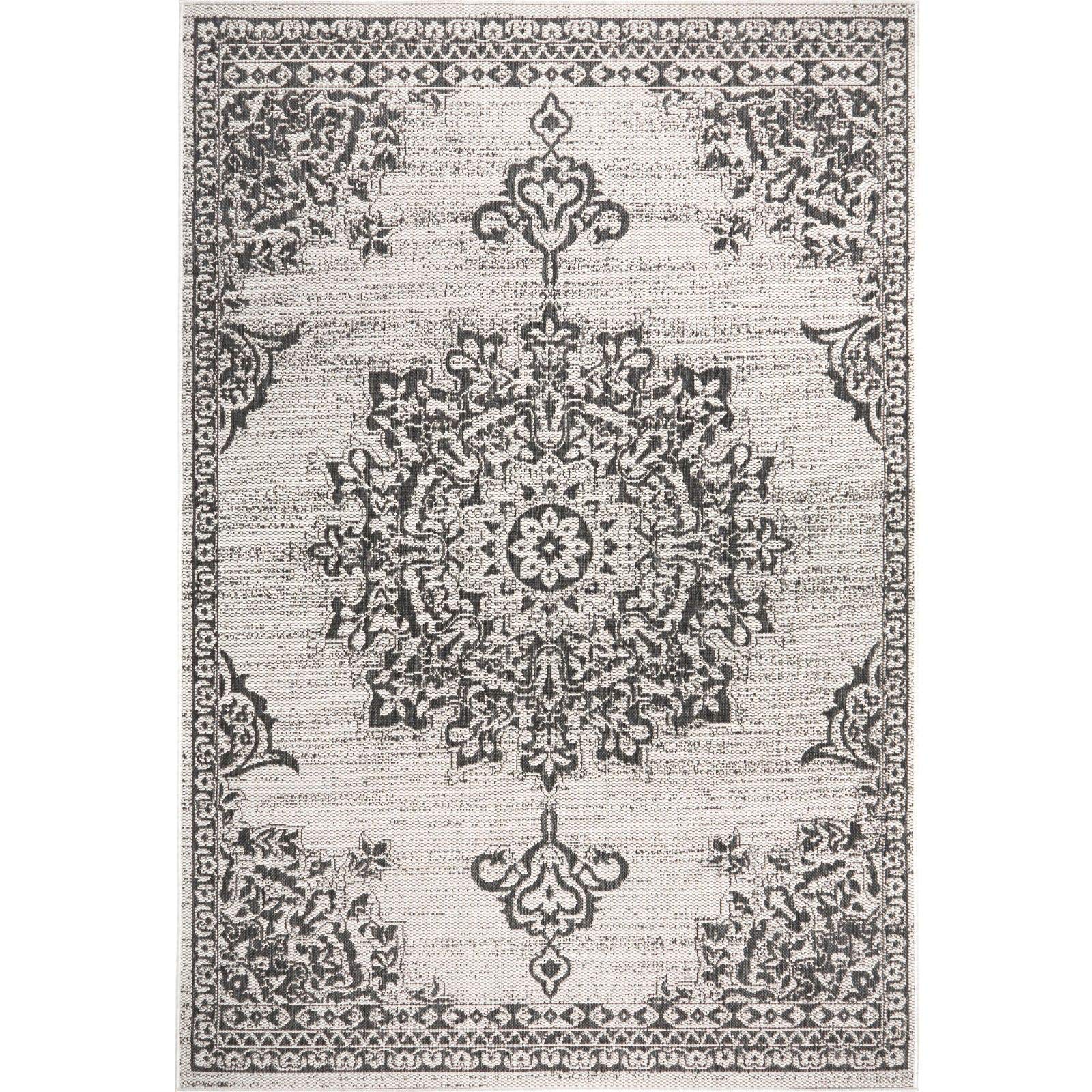 5'2"x7'2" Nicole Miller New York Patio Country Azalea Transitional Medallion Indoor/Outdoor Area Rug (Grey/Black) $18 + Free Shipping w/ Prime or on $25+