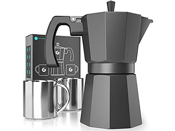 6-Cup Coffee Gator Moka Pot Stovetop Espresso Maker w/ 2 Stainless Steel Cups (Black) $22 + Free Shipping w/ Prime