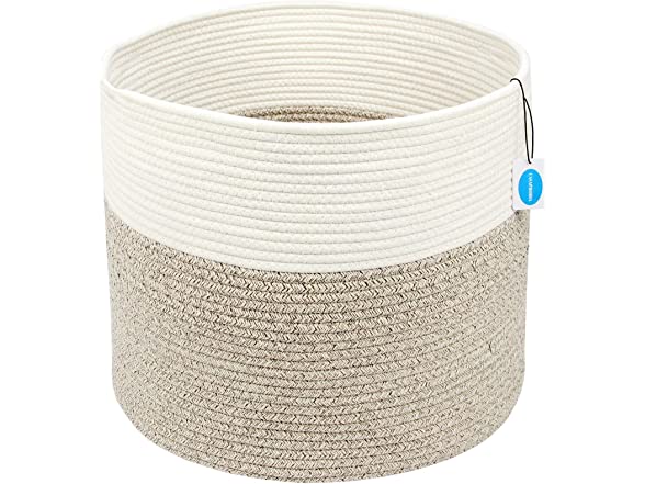 15.8" x 13.4" Casaphoria Large Cotton Rope Storage Basket w/ Handles (Cream/Brown) $13 + Free Shipping w/ Prime