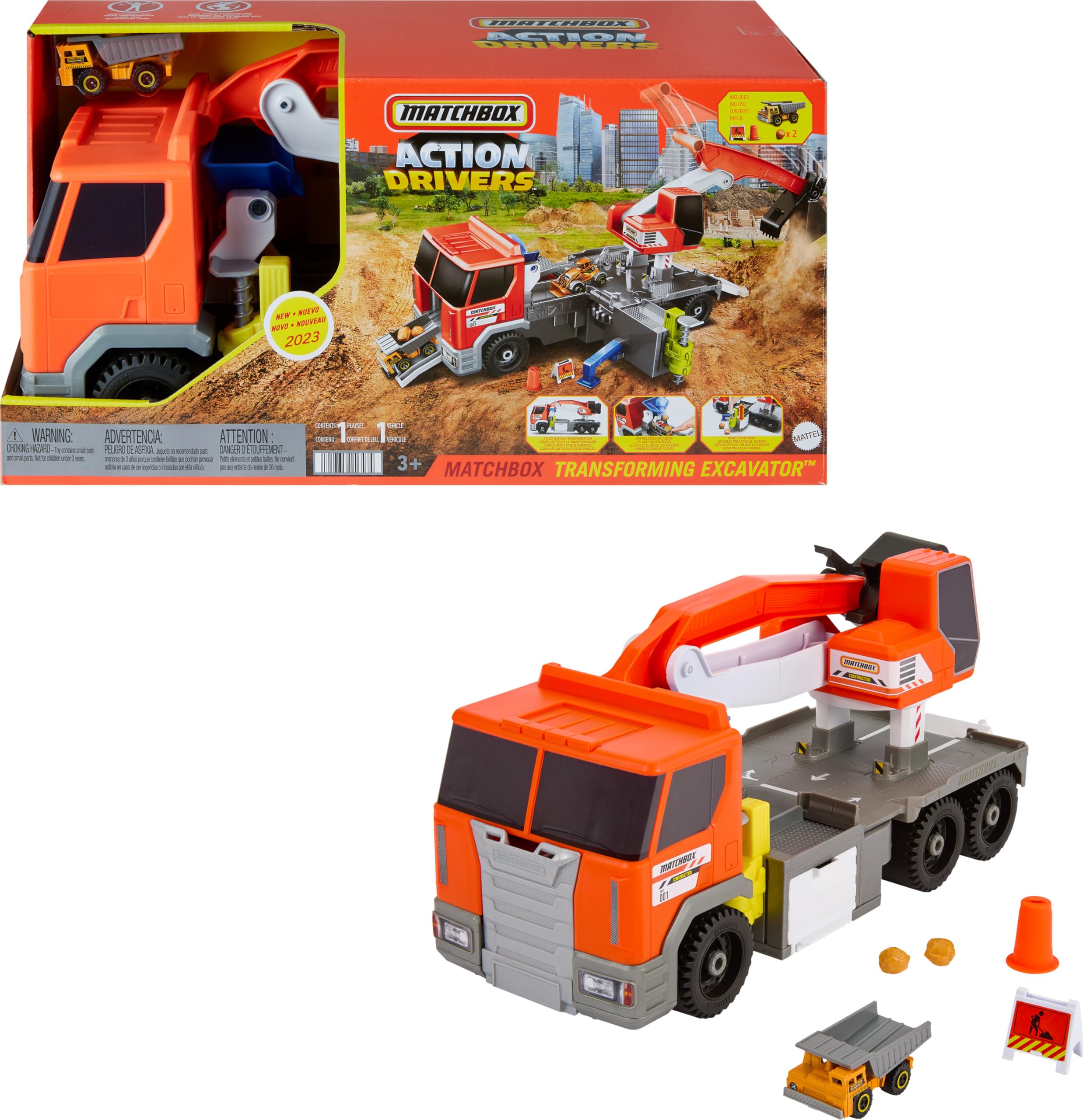 Matchbox Action Drivers Transforming Excavator 1:64 Scale Truck & Playset w/ 4 Themed Accessories $15.30 + Free Shipping w/ Prime or on $35+