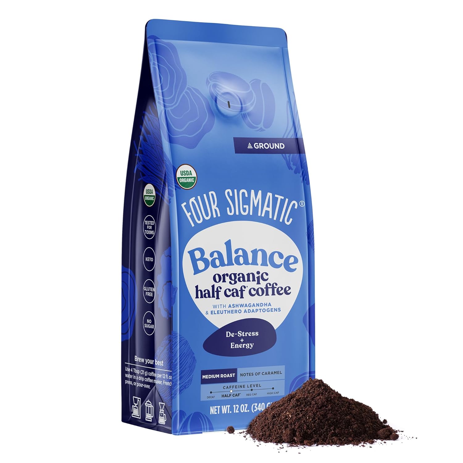 12-Oz Four Sigmatic Organic Adaptogen Coffee: Balance Half Caf w/ Ashwagandha & Eleuthero $10.51, Think Dark Roast w/ Lion's Mane & Chaga $10.56 w/ S&S + Free Shipping on $35+