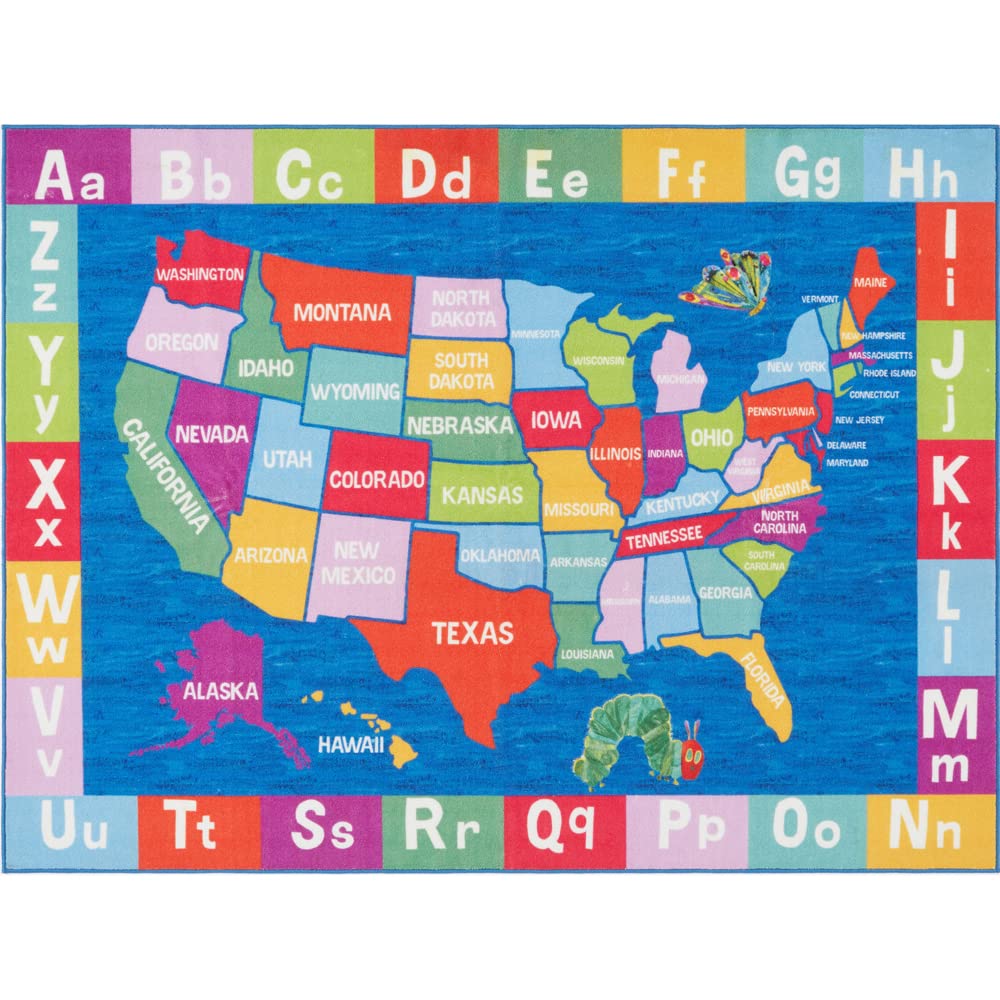 35"x 51" Eric Carle Elementary Machine Washable Kids USA Map Area Rug (Blue/Red) $10.23 + Free Shipping w/ Prime or on $35+