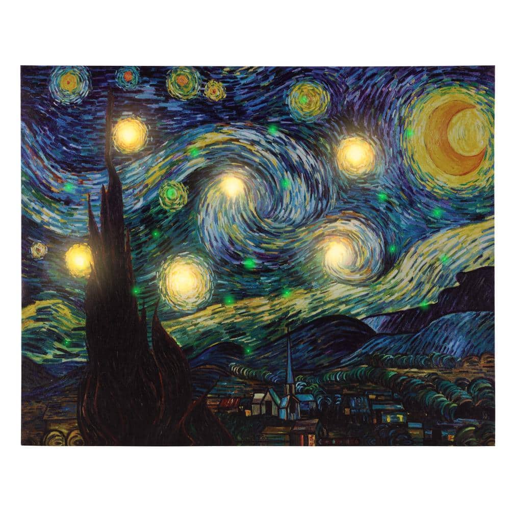 12" x 16" "Starry Night" LED Lighted Canvas Art, $9.69, 2-Piece 17" x 21" Abstract Watercolor Wall Art w/ Antique Gold Frame $26.55, & More + Free Shipping