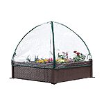 39&quot; Ogrow Vinyl PP Fiber Square Raised Garden Bed w/ Canopy (Brown Wicker Design) $54 + Free Shipping w/ Prime