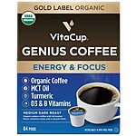 VitaCup Coffee Blends 35% off Sale: 64-Count Pods (Various Flavors) $57.17, 10-Count Instant (Various Flavors) $11.69 &amp; More + Free Shipping w/ Prime or on $35+