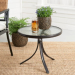 Mainstays Round Glass Outdoor Side Table (20"D x 17.5"H, Dark Brown Finish) $10