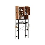 AWQM Multifunctional Over The Toilet Storage Cabinet w/ Door and Adjustable Shelf (Rustic Brown) $37.99 + Free Shipping w/ Prime