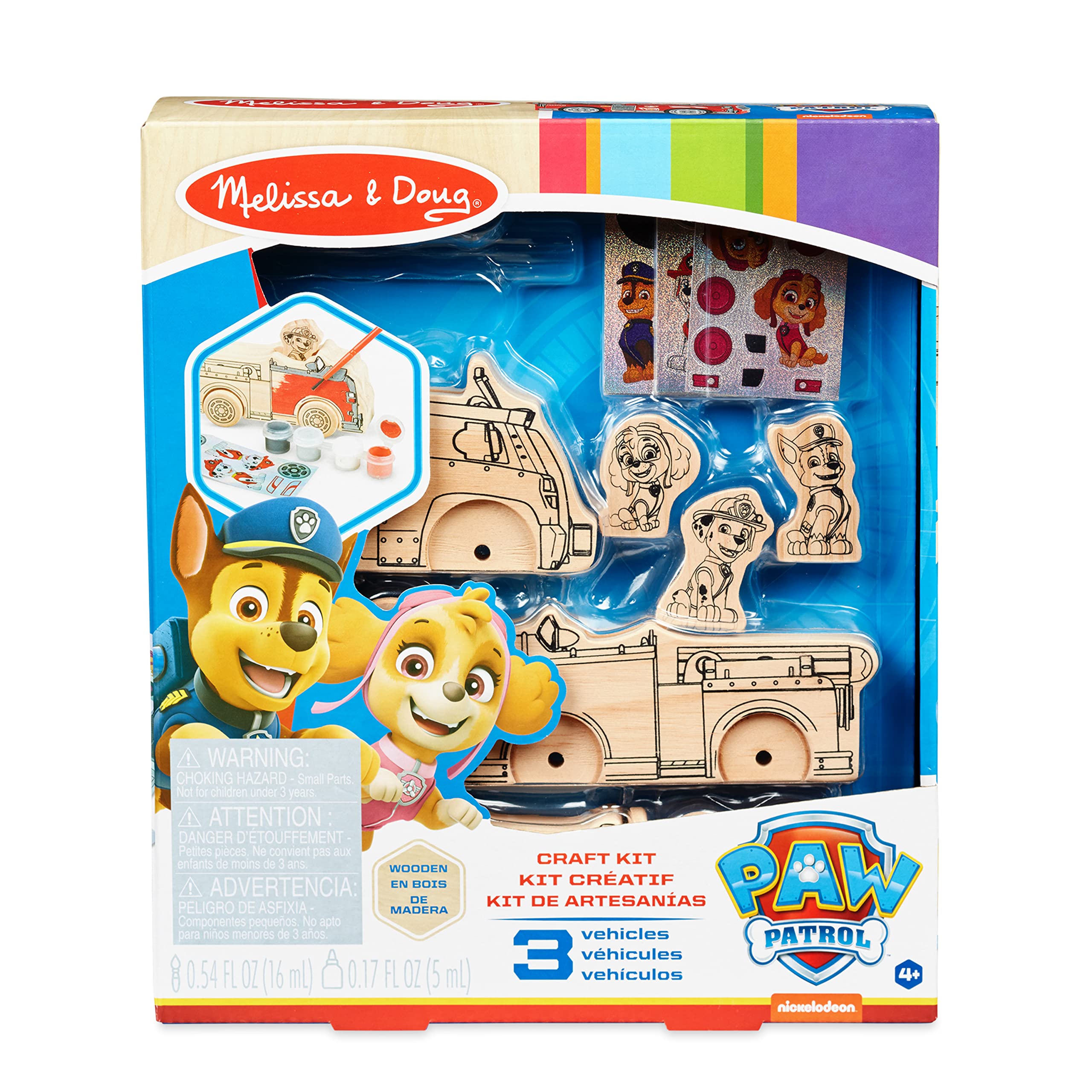 Melissa & Doug Paw Patrol Wooden Vehicles Craft Kit w/ 3 Decorate Your Own Vehicles and 3 Play Figures $9.96 + Free Shipping w/ Prime or on $35+