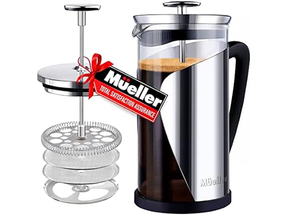 34-Oz Mueller French Press Coffee Pot w/ 4 Level Filtration System $15.38 + Free Shipping w/ Prime