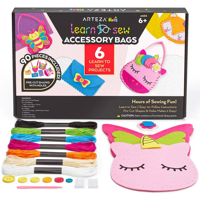 90-Piece Arteza Kids Learn to Sew Small Accessory  Bagss Kit w/ 6 Projects $4.91 + Free S&H w/ Walmart+ or $35+