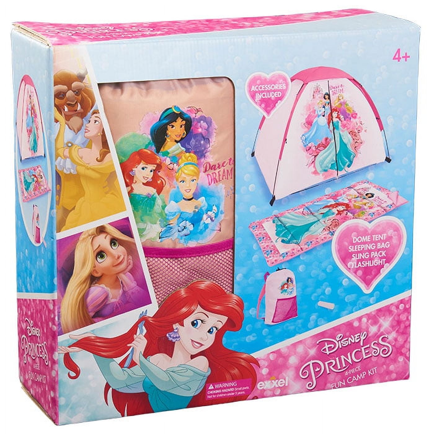 4-Piece Disney Princess Kid's Indoor/ Outdoor Camping Sling Kit (Dome Tent, Sleeping Bag, Sling Backpack and LED Flashlight) $14.54  + Free S&H w/ Walmart+ or $35+
