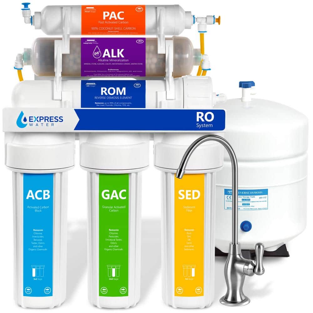 10 Stage 100 GPD Express Water Reverse Osmosis Alkaline Water Filtration System w/ Faucet and Tank (Deluxe Chrome Faucet) $152 + Free Shipping